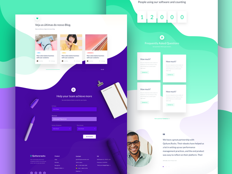 Preview of a landing page by Alex Banaga on Dribbble