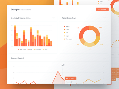 Stats Dashboard Screen beacon breakdown design graph interface landing page orange statistics ui website