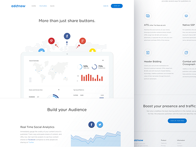Addnow Home Page analytics building design homepage interface landing page network real time ui website