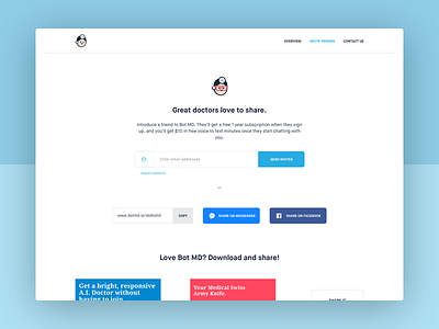 Bot MD Invite doctors page application bot md design doctor interface landing page medical technology ui website
