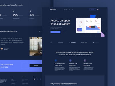 Fortmatic Website Preview design development financial fortmatic interface landing page system ui website