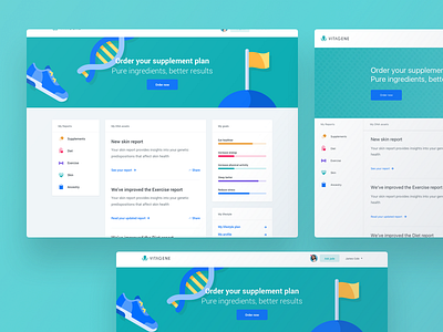 Vitagene Product Screens design health interface online shopping order product purchase ui vitagene website