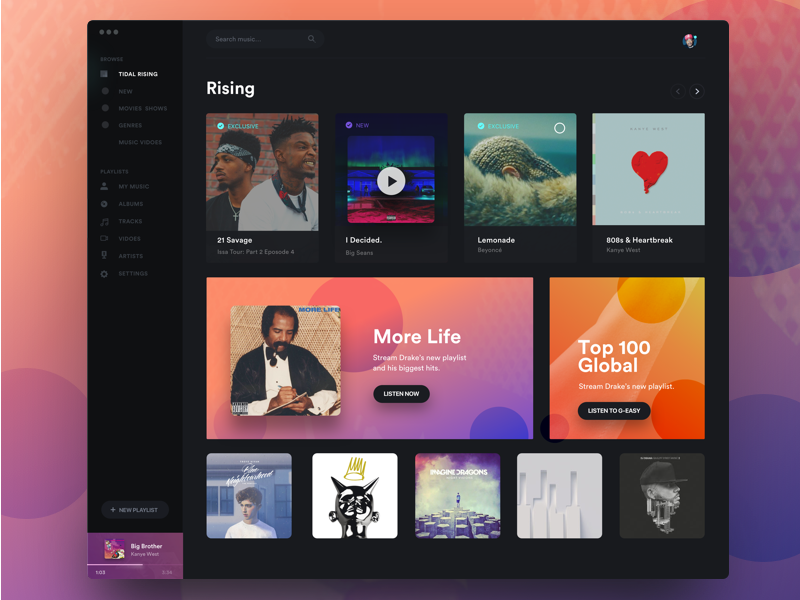 Tidal Home Page Redesign by Alex Banaga on Dribbble