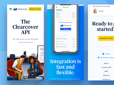 ClearCover Mobile Landing Page application clearcover design financial insurance interface mobile ui