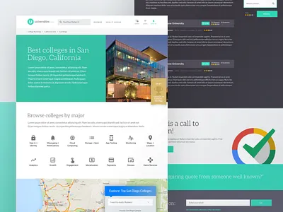 Universities College Page college courses design education interface landing page major ui universities website