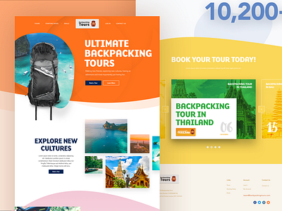 Backpacking tour website preview adventure backpacking tours design interface landing page outdoors tour ui website