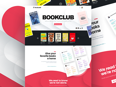 BookClub Landing Page bookclub bookworm design ebook interface knowledge organized ui