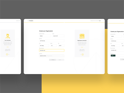 Nabis OnBoarding Flow admin page design details flow information interface landing page nabis onboarding ui