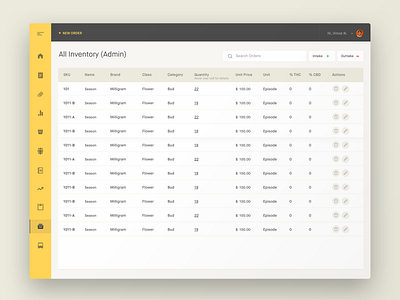 Nabis Inventory Screen