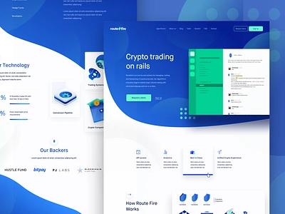 RouteFire Large Preview blue cash cash flow crypto design flow interface landing page money ui website