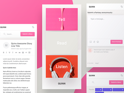 Quinn App Ui Screens app design interface landingpage mobile page quinn reading story ui