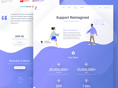 Percept.ai Company Page 2.0 data design experience graph interface landing page perceptai statistics ui ux website