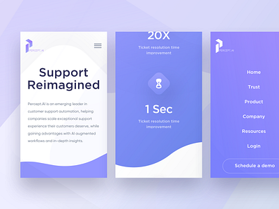 Percept.ai Mobile V1 demo design details information interface landing page perceptai ui website