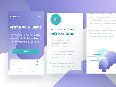 Primer Mobile Website app design digital experience interface leads mobile networks page primer social ui ux website