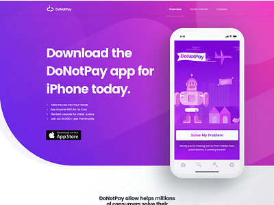 DoNotPay App Landing Page Preview