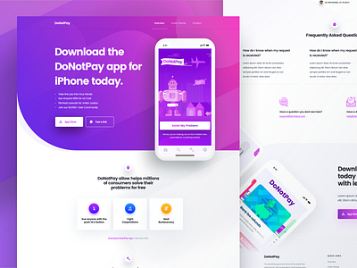 DoNotPay App Landing Page app design donotpay download interface iphone landing page mobile ui website