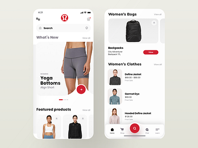 Lululemon Mobile App Concept Design 2.0 app bags clothes concept design experience interface lululemon mobile ui