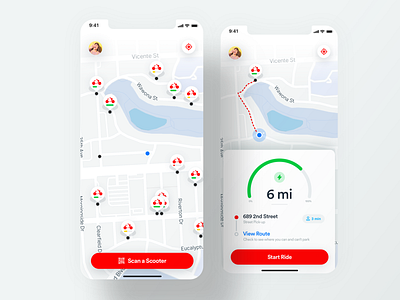 Shared Available Scooters Preview data design interface mobile recreation scooters shared tryshared ui wheels