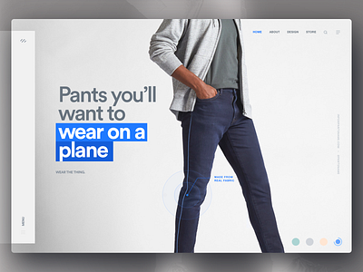 Clothing Hero Exploration clothing design exploration hero interface jeans landing page pants travel ui