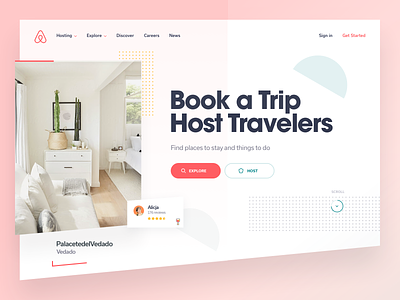 Airbnb Website - Hero Concept 2020 airbnb alex banaga book hero host hosting shapes sign in travelers trips