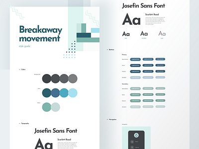 Breakaway Movement Style Guide Preview breakaway design font green palette typography ui ux website