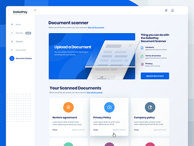 DoNotPay Document Scanner for Web archive design document home paper records scanner ui ux website