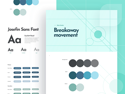 Breakaway Movement - Full Style Guide breakaway design font green movement palette style guide typography ui ux