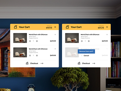 Cart Widget ✌️ cart checkout design ecommerce furniture shop store web design widget yellow