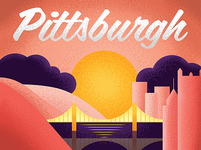 Pittsburgh airbrush city landscape pittsburgh stipple sunset vacation