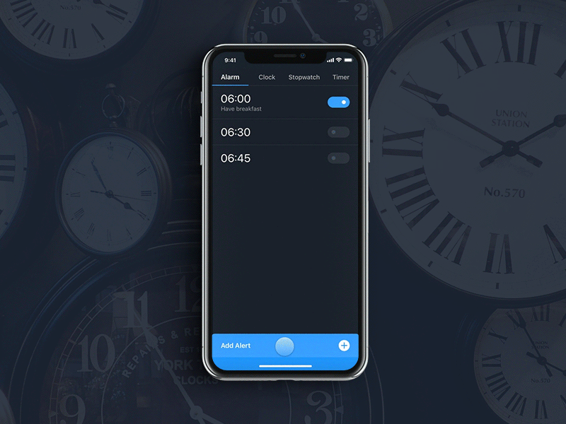 Clock App (Concept) alarm clock concept mete ulku stopwatch time timer ui user interface