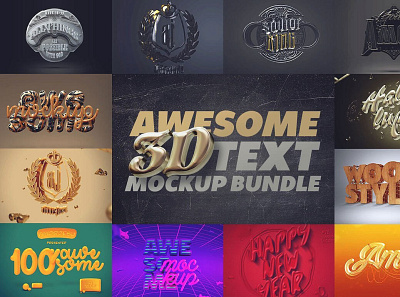 Awesome 3D Text Mockup Bundle branding graphic design text