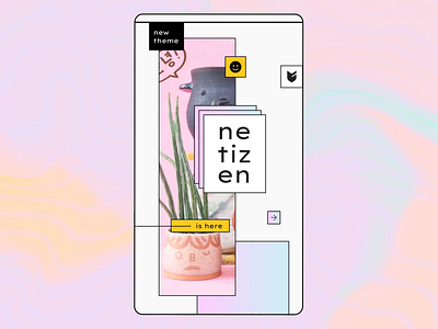 Netizen insta story animation branding brutalist cute emoji flat line logo modern motion netizen pink retro squiggles vibes yellow
