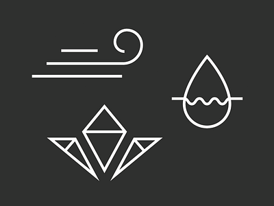 Elements earth icons water wind