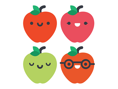 Apple Friends apple cute faces gala glasses granny smith leaf pink lady red delicious smile