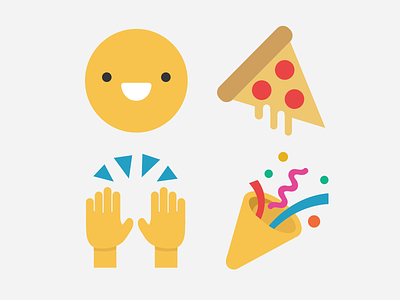 emojis! celebration confetti emoji hands pizza smile yay