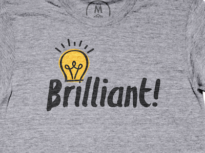 Brilliant! brush design hand lettered lightbulb shirt design yellow