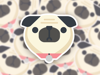 Pug Pile character cute dogs grumpy illustration pink pug sticker