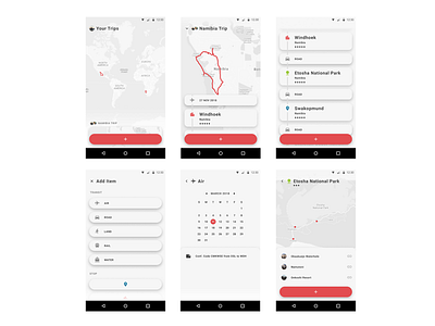 travel planning - jun android app calendar flight map minimal planning timeline travel ui vector