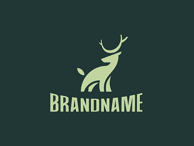 Elegant Deer With Small Leaf Logo