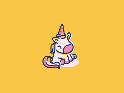 Sitting Cute Unicorn Logo logos