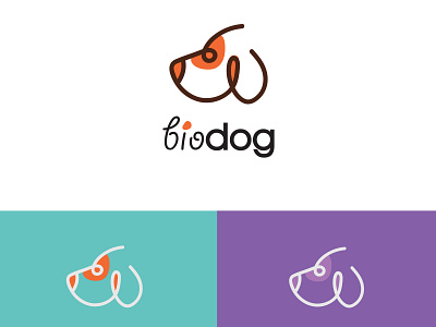 Biodog dog handdrawn logo mono line organic pete playful