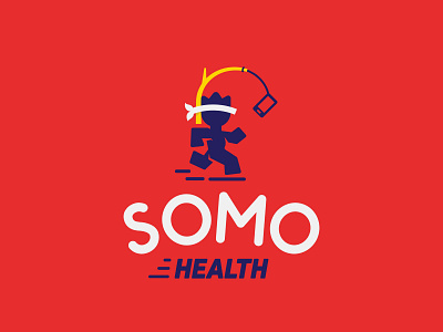 SoMo (Socila Motivational) Health App active lifestyle app bold branding cartoon logo clean conceptual fitness flat health icon logo running man social media workout