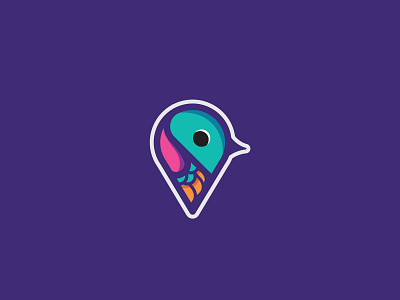 Location Pin Bird animal app bold branding clean conceptual design icon illustration location pin logo