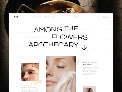 About page for ATF Cosmetics store about about page beauty catalog clean concept cosmetics e commerce grid minimalism nature online store product ribsone soap typogaphy ui ux waves website