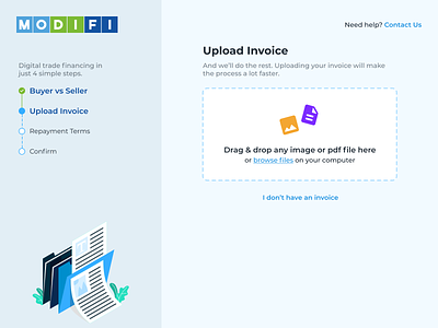 Upload Invoice buyer design illustration invoice layout modifi seller tool ui upload ux web design website