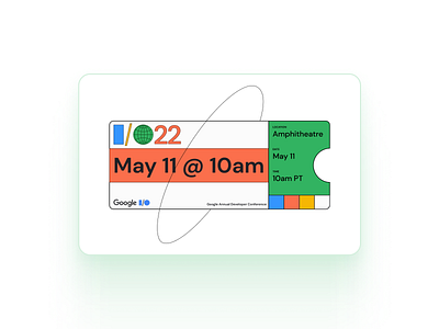 Google IO22 Pass boarding pass branding design flat google google io illustration io 2022 vector