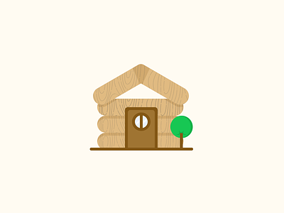 Wooden Log House airbnb design flat forest house house icon illustration jungle logs tree house ui vector wooden log house