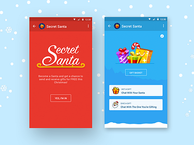 Secret Santa MicroApp app christmas flat gift hike messenger microapp santa secret signin snow ui