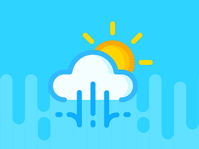 Partly Hailing cloud design fall hailing icon illustration outline partly rain simple sun weather