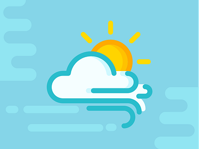 Partly Windy breezy design fresh gusty icon illustration outline partly simple sun weather windy